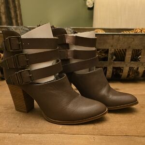 Seychelles Dark Brown Strappy Heeled Boots